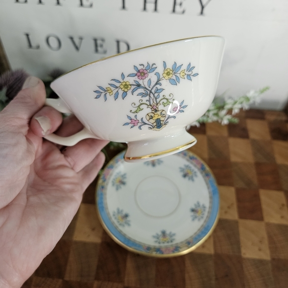 Blue Tree Lenox Tea Cup and Saucer vintage Discontinued Pattern - Picture 12 of 13